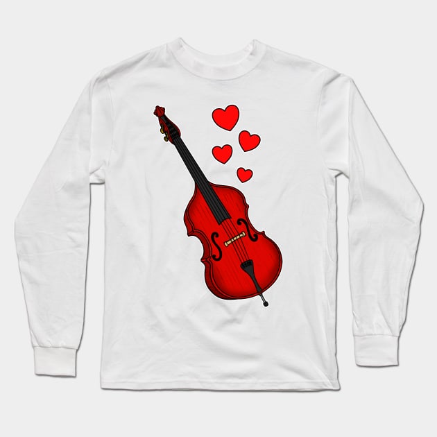 Double Bass Valentines Bassist Wedding Musician Long Sleeve T-Shirt by doodlerob